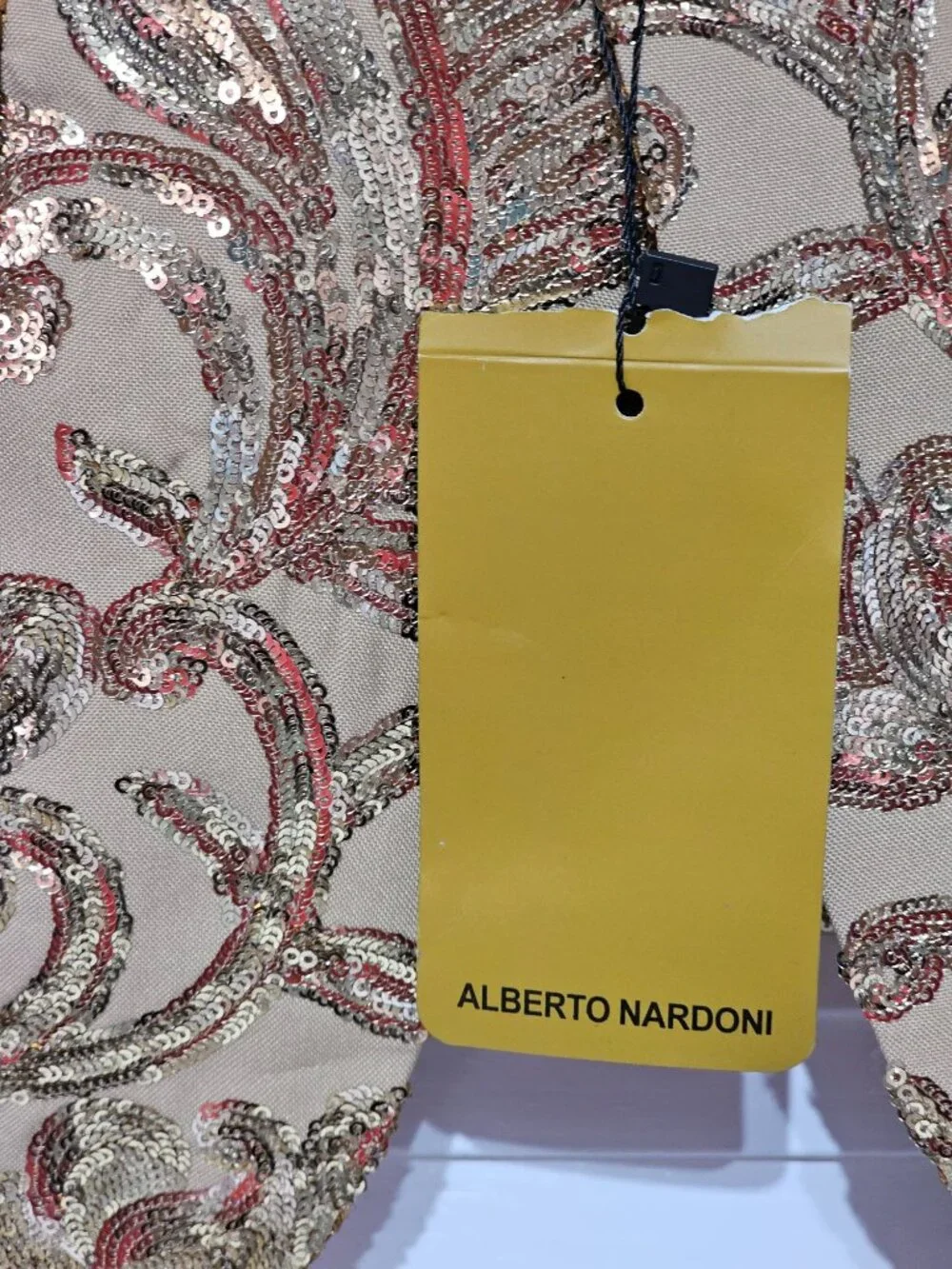 NWT Alberto Nardoni Men's Gold Sequin Blazer Shawl Collar Satin Trim Sz S 232